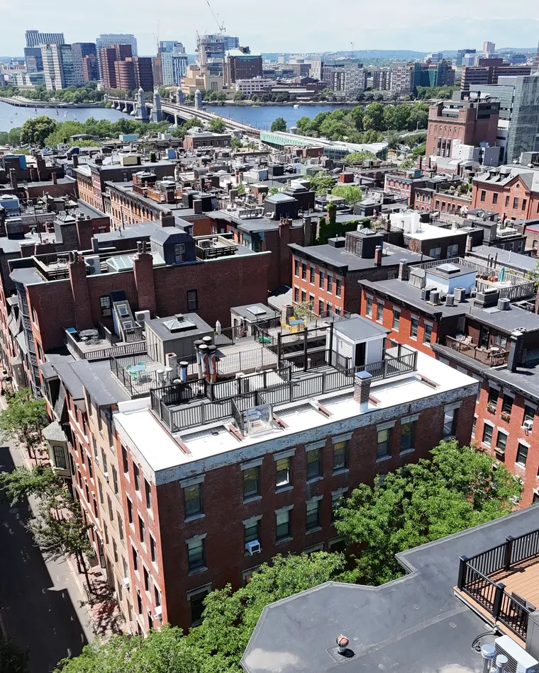 Rooftops down to the Charles, Beacon Hill